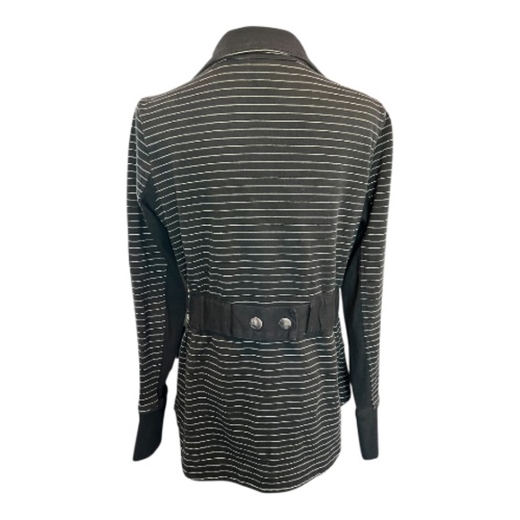๐ EUC CABI Black White Stripe Sprint High Neck Full Zip Sweatshirt | Size S - Picture 4 of 9